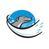 windhond hond hoofd water bubbel ovaal retro vector