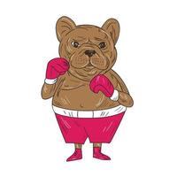 Frans bulldog bokser boksen houding tekenfilm vector