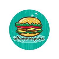 retro Jaren 50 diner Hamburger cirkel vector