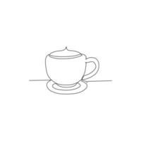 een kop van koffie - doorlopend een lijn tekening vector illustratie hand- getrokken stijl ontwerp voor voedsel en dranken concept