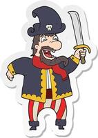 sticker van een tekenfilm lachend piraat gezagvoerder vector