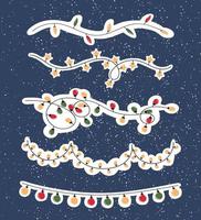 vector modern kleurrijk reeks met illustraties van twinkelen lichten Kerstmis decoraties, stickers. gebruik het net zo elementen voor ontwerp groet kaarten , poster, kaart, verpakking papier ontwerp