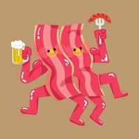 spek drinken bier en aan het eten worst karakter vlak mascotte ontwerp vector
