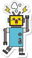 sticker van een schattige cartoon defecte robot vector