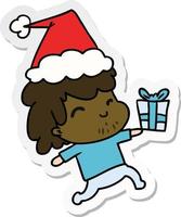 kerst sticker cartoon van kawaii jongen vector