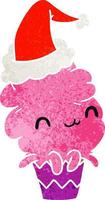 Kerstmis retro tekenfilm van kawaii muffin vector