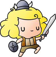 gradiënt cartoon kawaii schattig viking kind vector