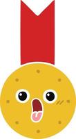 platte kleur retro cartoon gouden medaille vector