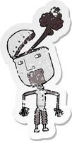 retro noodlijdende sticker van een cartoon grappige robot vector