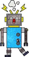 retro grunge textuur cartoon defecte robot vector