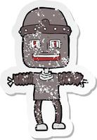 retro noodlijdende sticker van een cartoonrobot vector