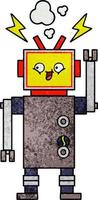retro grunge textuur cartoon dansende robot vector
