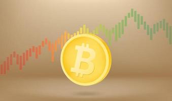bitcoin groeit concept met uitwisseling tarief grafisch. vector 3d illustratie