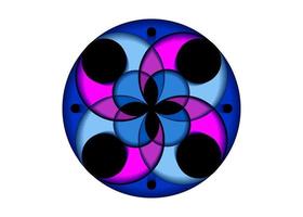 mystiek bloem van fortuin, kleurrijk icoon, heilig geometrie, ronde logo sjabloon, meetkundig kruising van cirkels, vector illustratie geïsoleerd Aan wit achtergrond