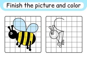 compleet de afbeelding bij. kopiëren de afbeelding en kleur. af hebben de afbeelding. kleur boek. leerzaam tekening oefening spel voor kinderen vector