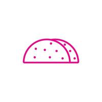 eps10 roze vector taco met tortilla schelp Mexicaans lunch icoon geïsoleerd Aan wit achtergrond. taco schets symbool in een gemakkelijk vlak modieus modern stijl voor uw website ontwerp, logo, en toepassing