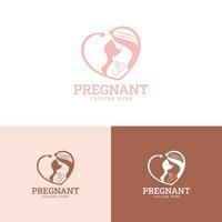 zwanger vrouw logo vector ontwerp. familie en baby zorg logos en symbool