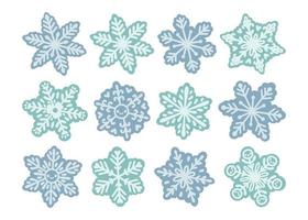 blauw sneeuwvlokken reeks geïsoleerd Aan wit achtergrond vector illustratie