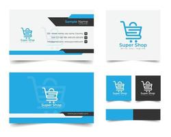 boodschappen doen logo ontwerp met bedrijf kaart branding ontwerp vector