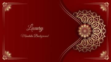 luxe mandala achtergrond, rood en goud vector