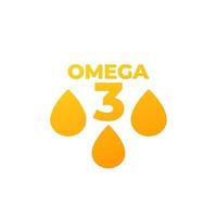 omega 3 icoon met olie druppels vector