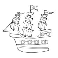 kleur boek voor kinderen, piraat schip. vector geïsoleerd Aan een wit achtergrond.