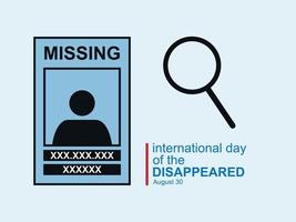 Internationale dag van verdwijning poster en schrijven ontwerp vector