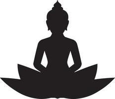 silhouet van Boeddha vector in vlak stijl