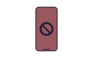 blok symbool Aan smartphone en verboden teken vlak vector illustratie.