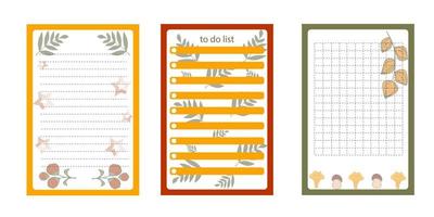 verzameling van wekelijks of dagelijks planner, Notitie papier, naar Doen lijst, stickers Sjablonen versierd door schattig schoonheid illustraties. modieus planner of organisator. vlak vector