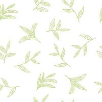 thee bladeren naadloos patroon hand- getrokken in tekening stijl. , minimalisme, monochroom, scandinavisch. behang, omhulsel papier, textiel achtergrond vector