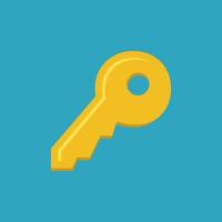 sleutel icoon voor grafisch ontwerp project in geel en blauw kleur vector