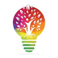 familie boom wortels en licht lamp icoon logo ontwerp. familie boom en licht lamp symbool icoon logo ontwerp. vector