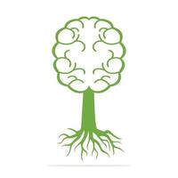 hersenen boom wortels concept ontwerp. boom groeit in de vorm van een menselijk brein. vector