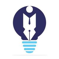 lamp lamp pen met menselijk teken logo ontwerp sjabloon. menselijk karakter en pen logo. vector