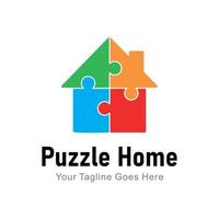 puzzel huis logo vector