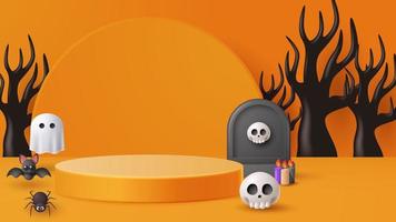 halloween Scherm podium decoratie achtergrond met eng ornament. vector 3d illustratie