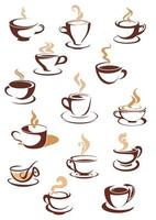 heet bruin koffie pictogrammen vector