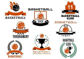 basketbal spel emblemen en symbolen vector