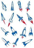 tekenfilm blauw ruimte raketten en raketten vector