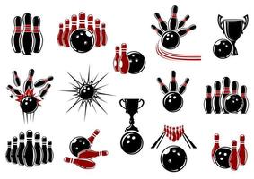 bowling symbolen met uitrusting en comics elementen vector