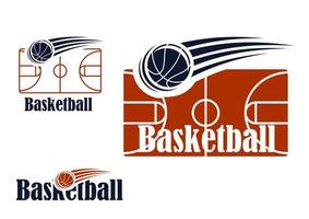 basketbal symbool met veld- en bal vector