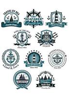 marinier emblemen en banners vector