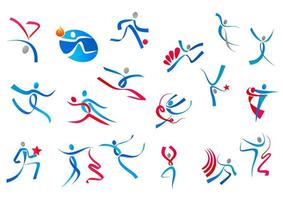 sportief en dansen mensen pictogrammen vector