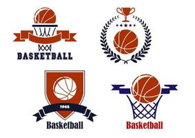 basketbal team emblemen of symbolen vector