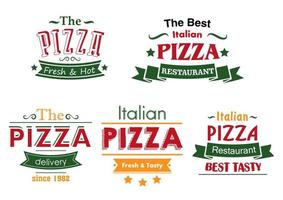 Italiaans pizza kleurrijk etiketten vector