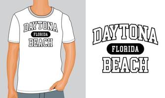 sjabloon van ontwerp voor t-shirt met daytona strand belettering, vector illustratie
