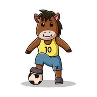 schattig paard voetballer tekenfilm. dier sport icoon concept. vlak tekenfilm stijl. geschikt voor web landen bladzijde, banier, folder, sticker, kaart vector