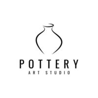 pottenbakkerij kunst in lijn stijl logo ontwerp vector