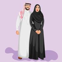 liefde concept. jong liefhebbend glimlachen Arabisch paar genieten van tijd samen vector illustratie.